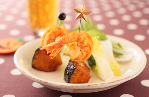かぼちゃとえびの素揚げ　おもてなしスタイル