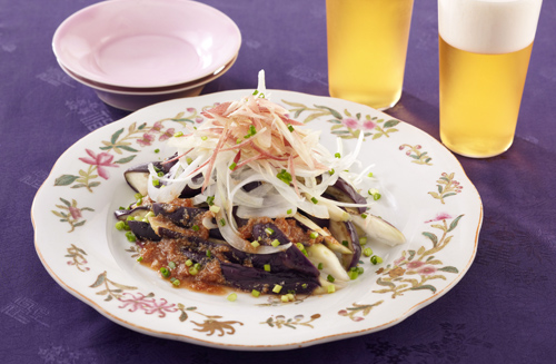 とろとろ秋なすの中華風梅ポン酢ソース