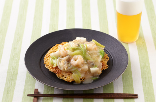 袋麺でカリカリ皿うどん