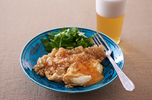 こんがり揚げ卵の玉ねぎだれ