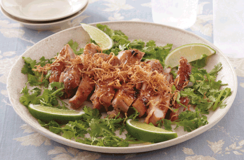 タイ風鶏の照り焼き　カリカリしょうが添え