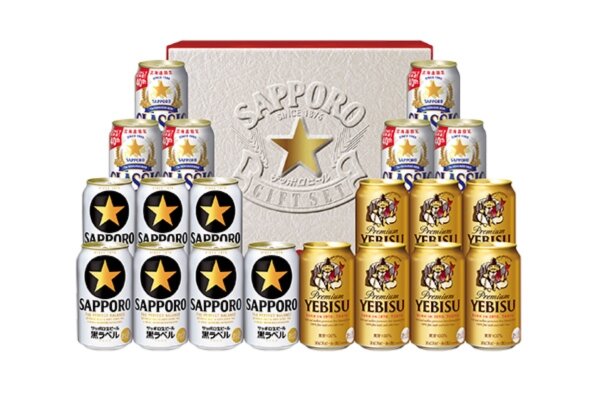 サッポロ生ビール黒ラベル缶350ml×7本、サッポロ クラシック缶350ml×6本、ヱビスビール缶350ml×7本