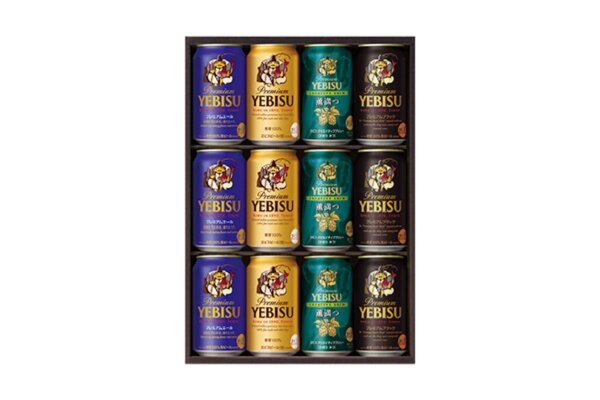 ヱビスビール缶350ml×3本、ヱビス クリエイティブブリュー 薫満つ缶350ml×3本、ヱビス プレミアムエール缶350ml×3本、ヱビス プレミアムブラック缶350ml×3本